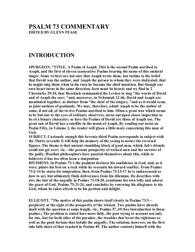 Psalm 73 Commentary Psalm 73 Commentary