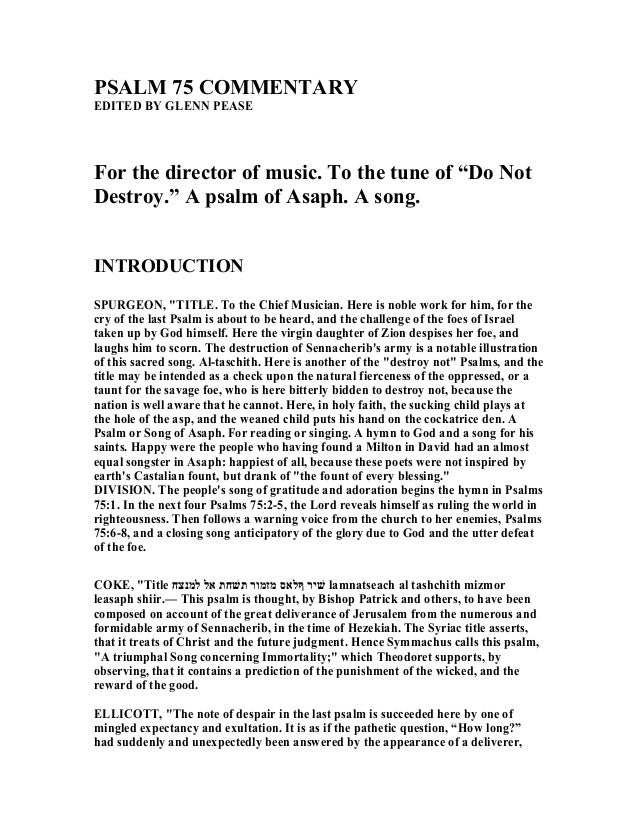 Psalm 75 Commentary Psalm 75 Commentary