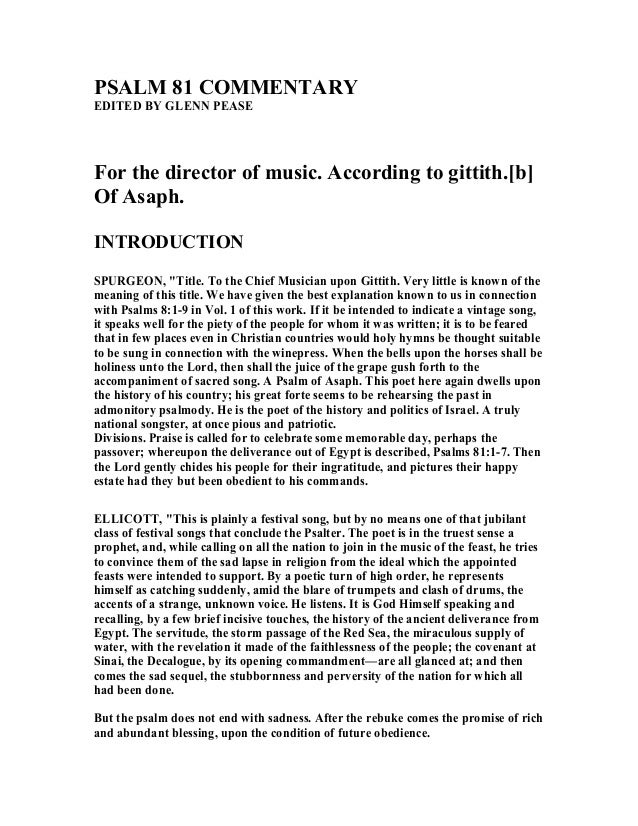 Psalm 81 Commentary Psalm 81 Commentary