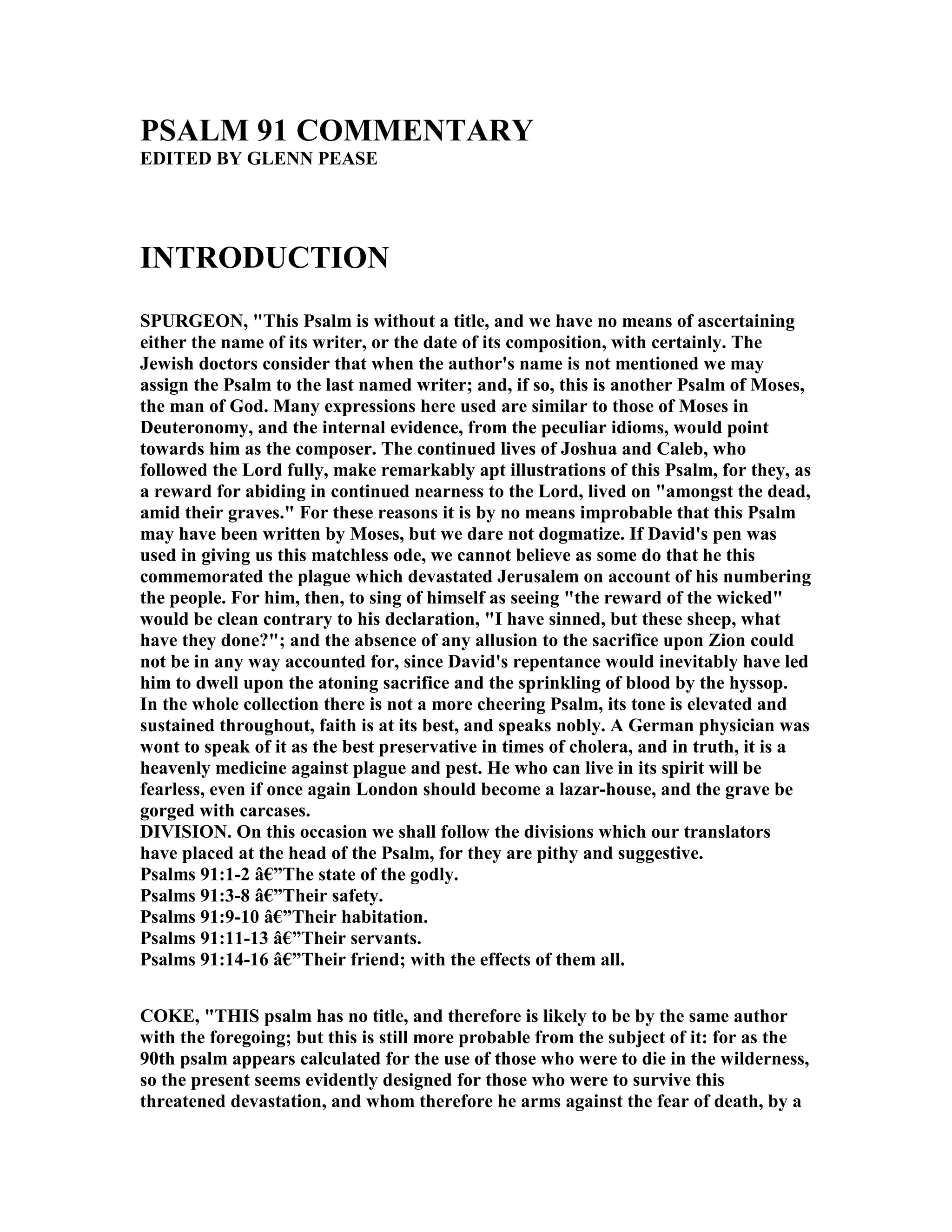 Psalm 91 Commentary Concise