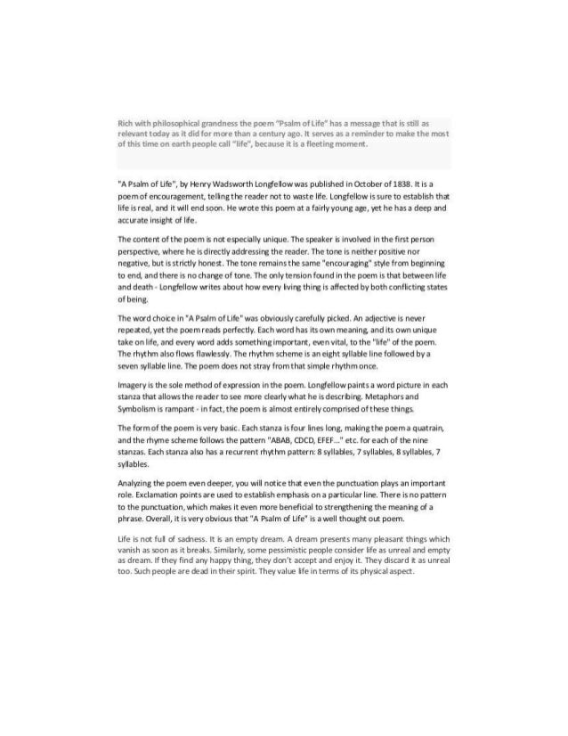 Psalm of life.summary