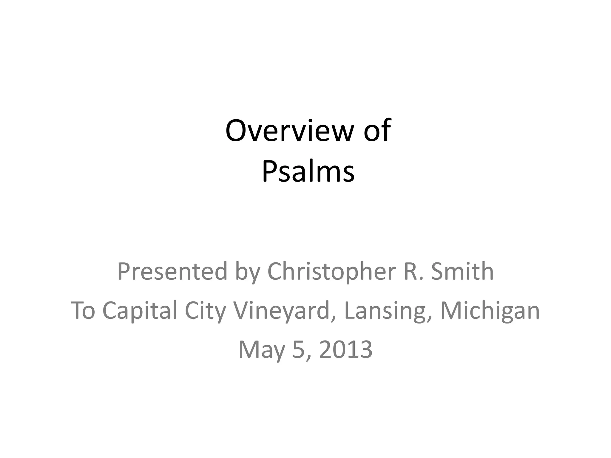Psalms Overview Ppt
