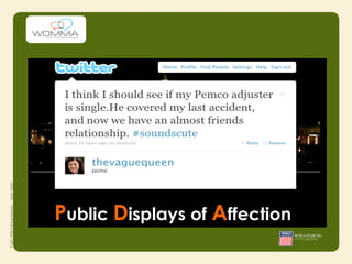 22% of US consumers have
at least one brand-related
conversation online every
           day.
Public Displays of Affection
 