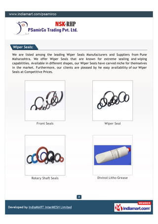 Wiper Seals:

We are listed among the leading Wiper Seals Manufacturers and Suppliers from Pune
Maharashtra. We offer Wipe...