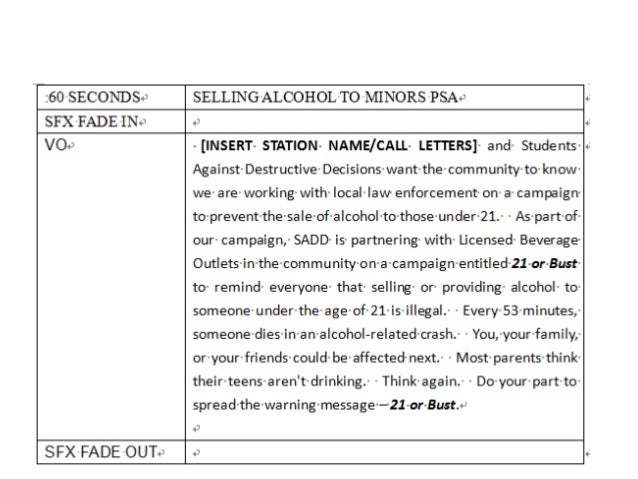 Psa Script Guidelines