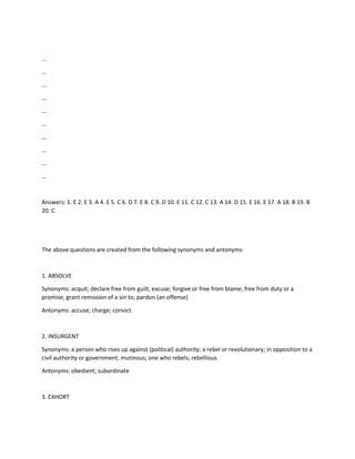 Psat Vocabulary List | PDF