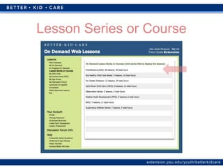 extension.psu.edu/youth/betterkidcare
Lesson Series or Course
 