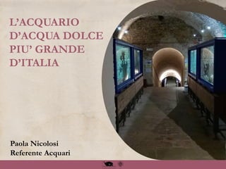 L’ACQUARIO
D’ACQUA DOLCE
PIU’ GRANDE
D’ITALIA
Paola Nicolosi
Referente Acquari
 