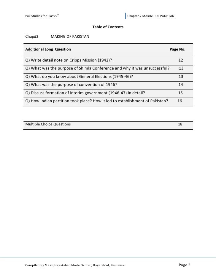 Pakistan studies for class 9th Notes