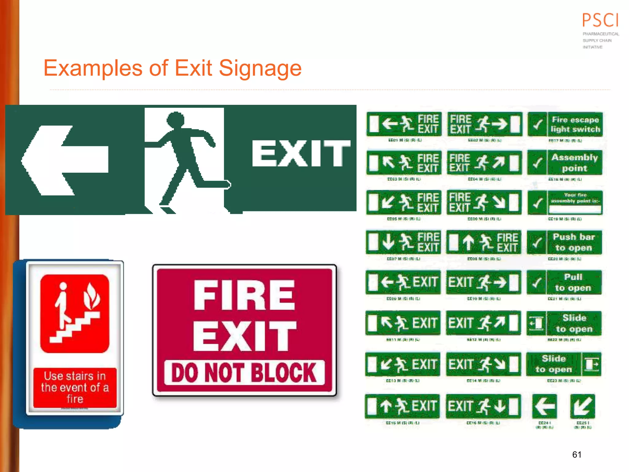 Examples of Exit Signage
61
 