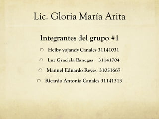 Lic. Gloria María Arita ,[object Object],[object Object],[object Object],[object Object],[object Object]