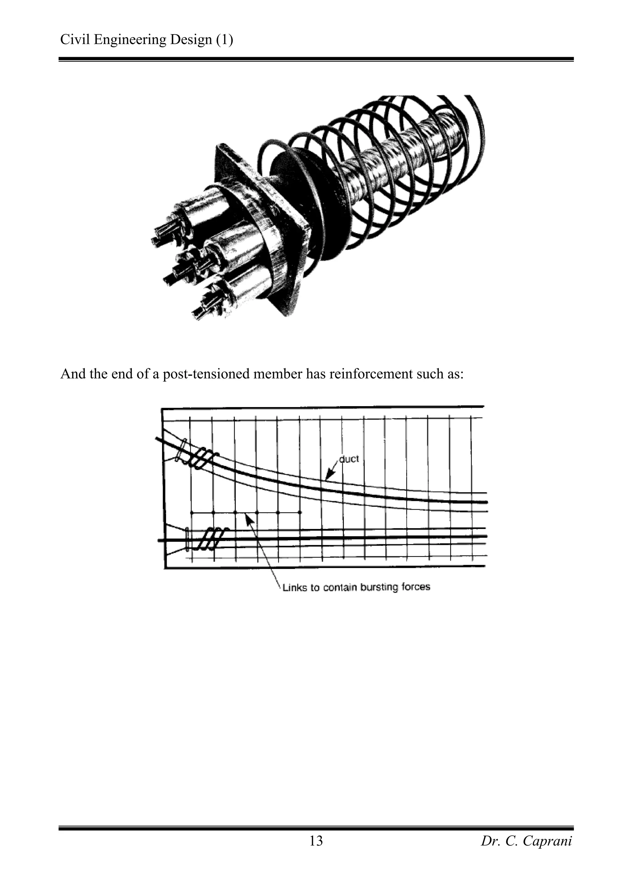 Civil Engineering Design (1)
Dr. C. Caprani13
And the end of a post-tensioned member has reinforcement such as:
 