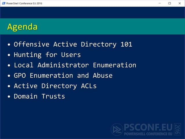 PSConfEU - Offensive Active Directory (With PowerShell!) | PPT