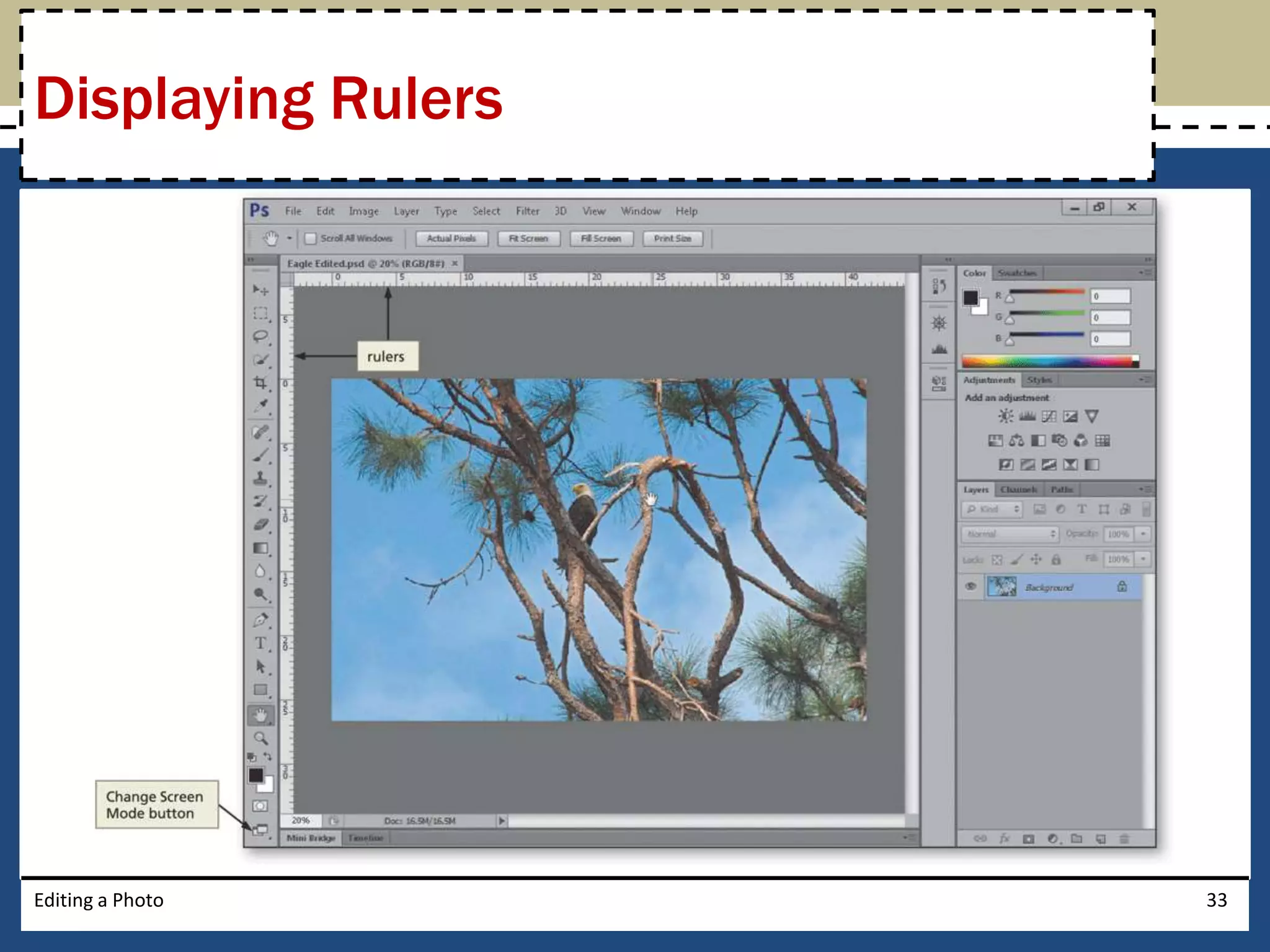 Displaying Rulers 
Editing a Photo 33 
 