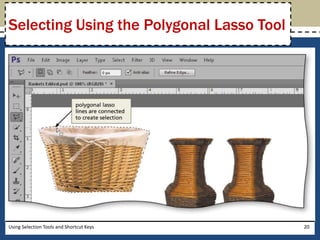 Selecting Using the Polygonal Lasso Tool 
Using Selection Tools and Shortcut Keys 20 
 