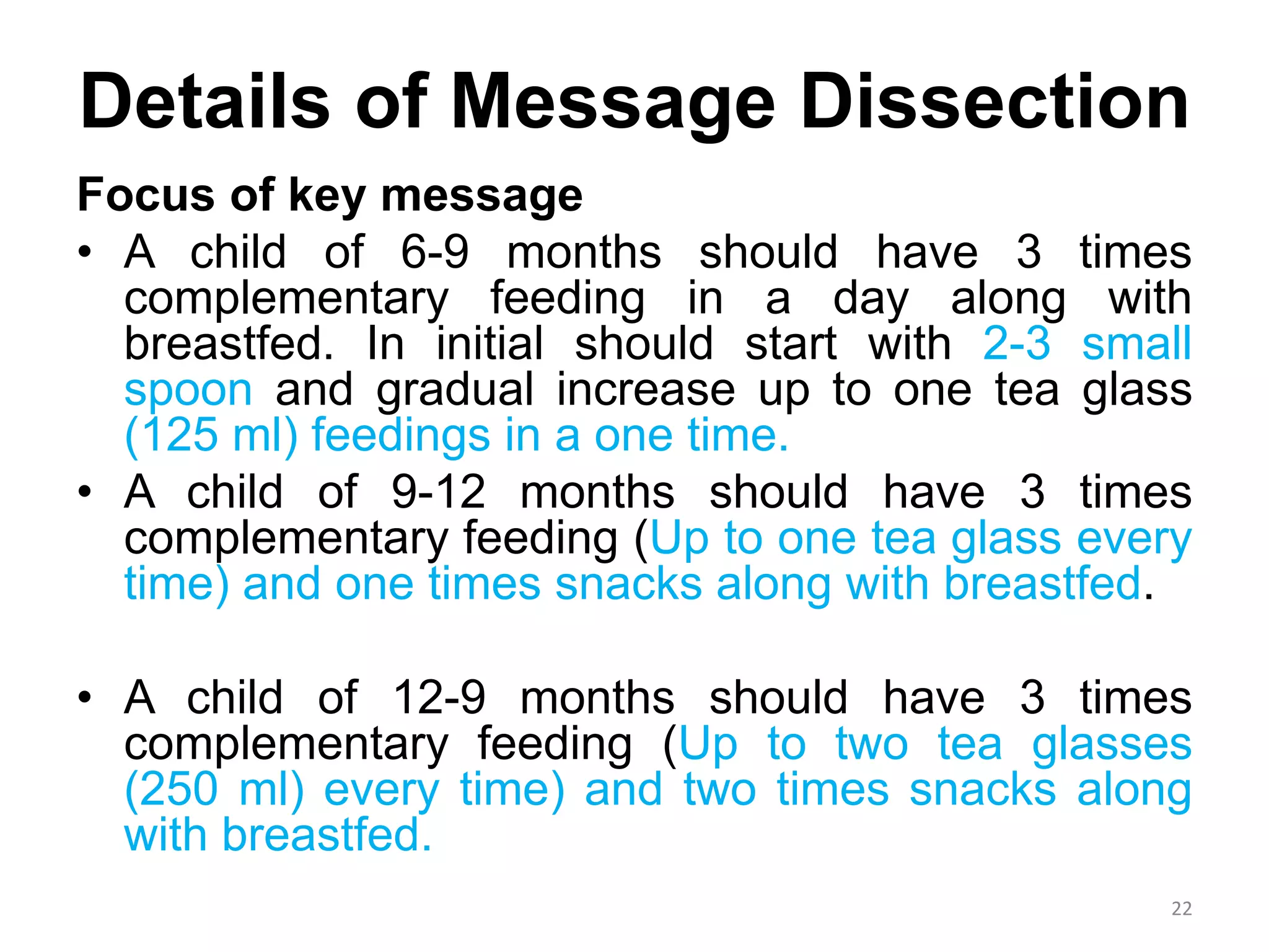 Feeding Message Key Message Dissections on Complementary Feeding and Assessing the ...