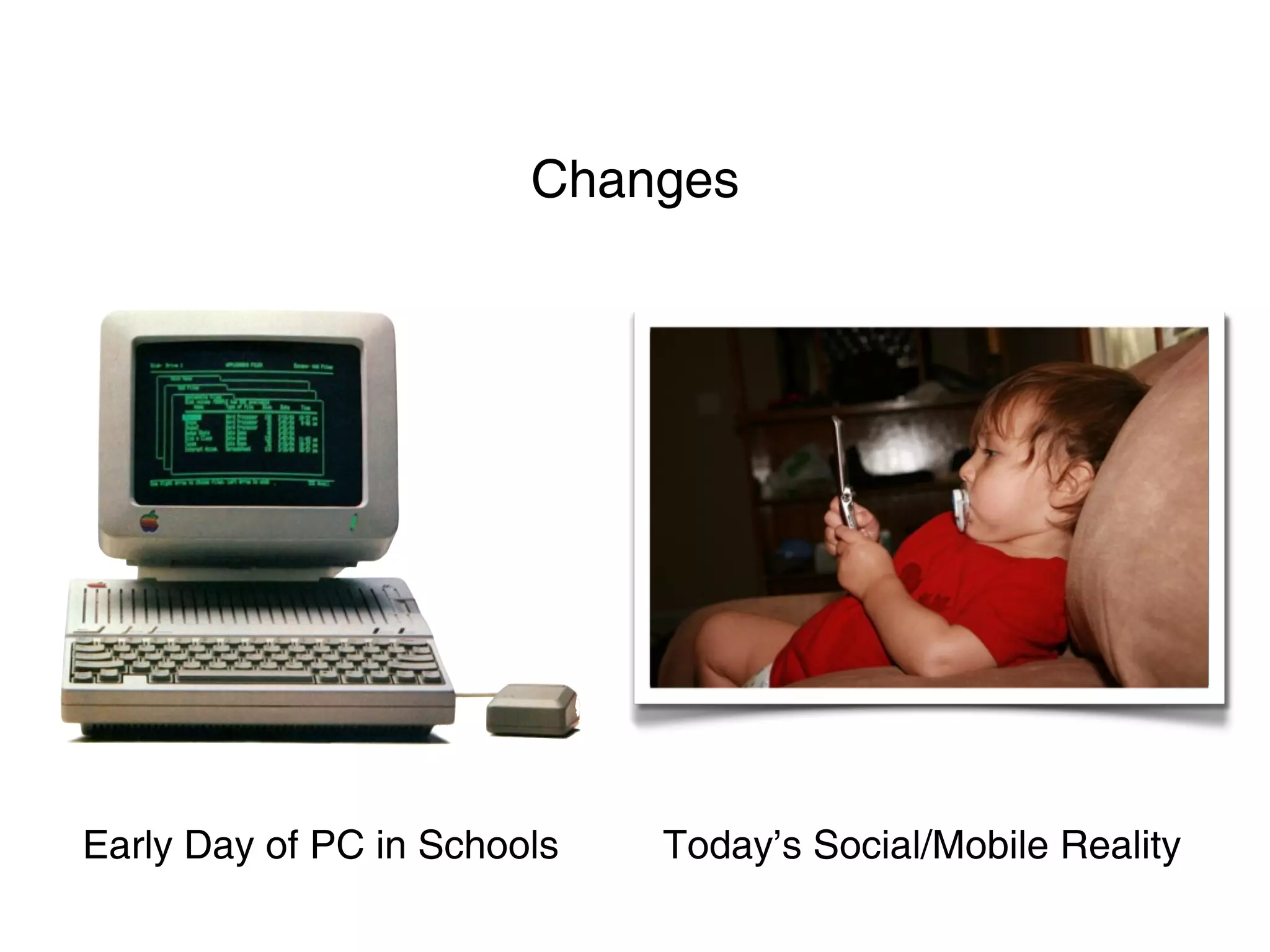 Changes




Early Day of PC in Schools   Today’s Social/Mobile Reality
 