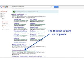 The third hit is from
   an employee
 