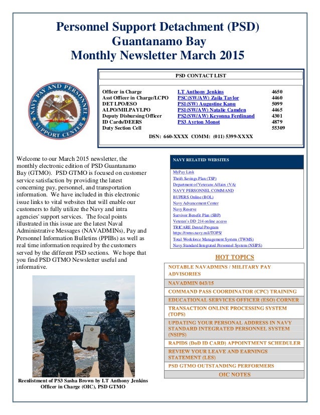 Psd Guantanamo Bay March 2015 Newsletter