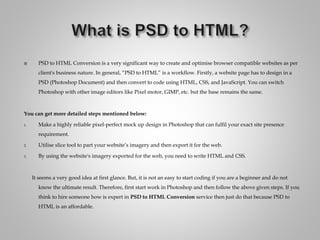 Only PSD 2 HTML | PPTX | Web Design and HTML | Internet