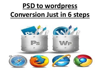 PSD to wordpress
Conversion Just in 6 steps
 