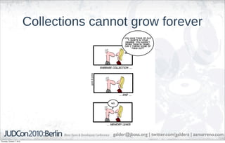Collections cannot grow forever




                                           galder@jboss.org | twitter.com/galderz | zamarreno.com
Thursday, October 7, 2010
 