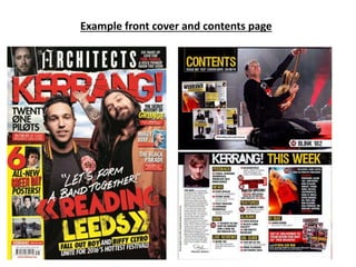 Example front cover and contents page
 