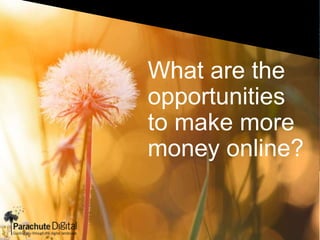 What are the
opportunities
to make more
money online?
 