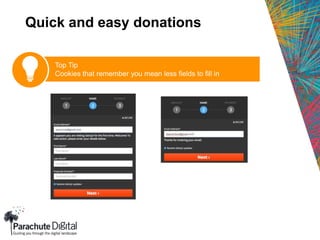 Quick and easy donations
Top Tip
Cookies that remember you mean less fields to fill in
 