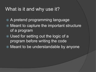 Pretend Computer Program Pseudocode | PPTX