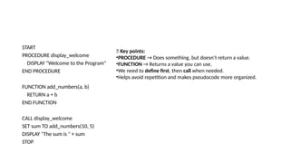 PseudocodeS in advance programming language | PPTX
