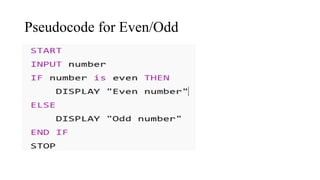 PseudocodeS in advance programming language | PPTX
