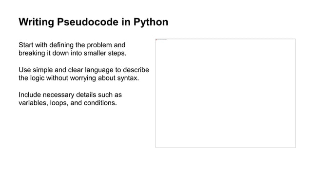 PSEUDOCODE AND FLOWCHART IN PYTHON .pptx | Programming Languages ...