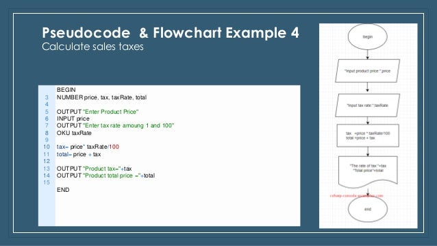 Pseudocode & flowchart examples