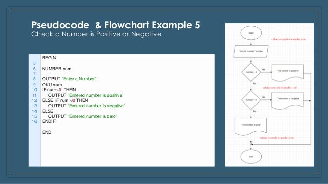 Pseudocode & flowchart examples