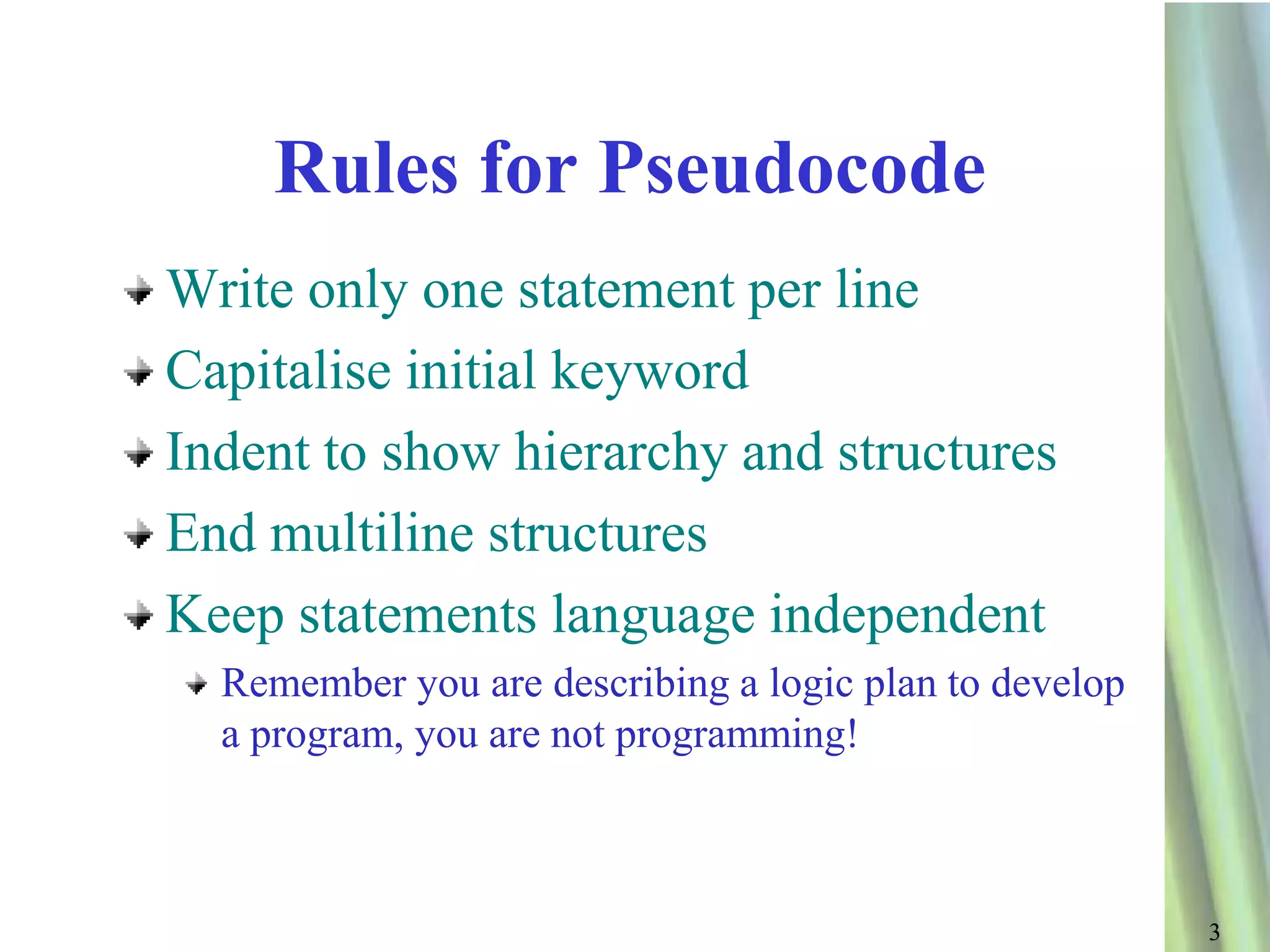 Pseudocode flowcharts | PPTX | Programming Languages | Computing