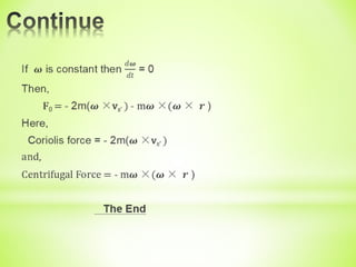 Pseudo forces, coriolis force,centrifugal force (mechanics)