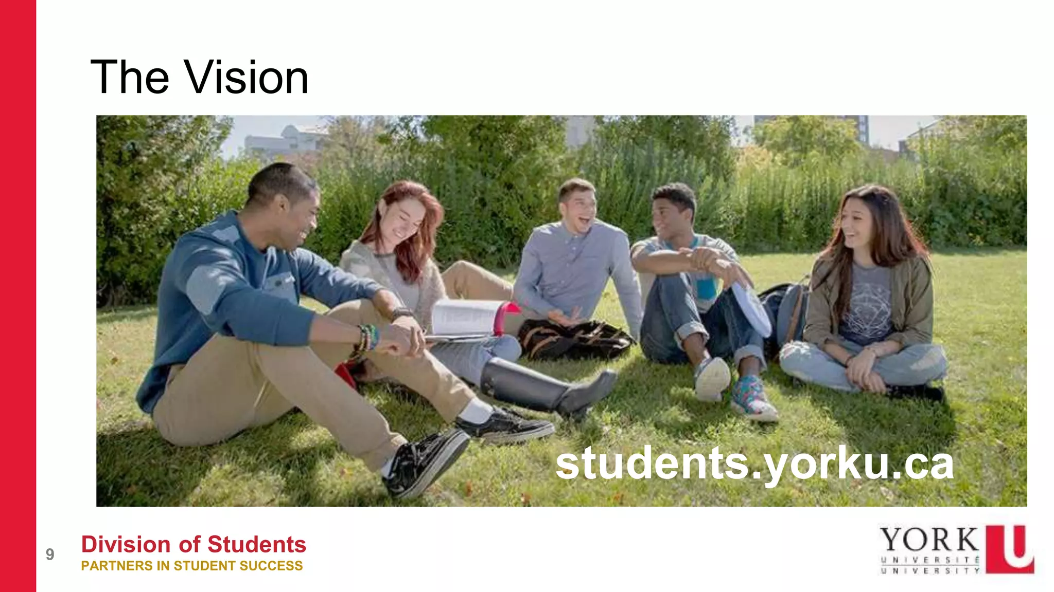 Division of Students
PARTNERS IN STUDENT SUCCESS
9
The Vision
students.yorku.ca
 