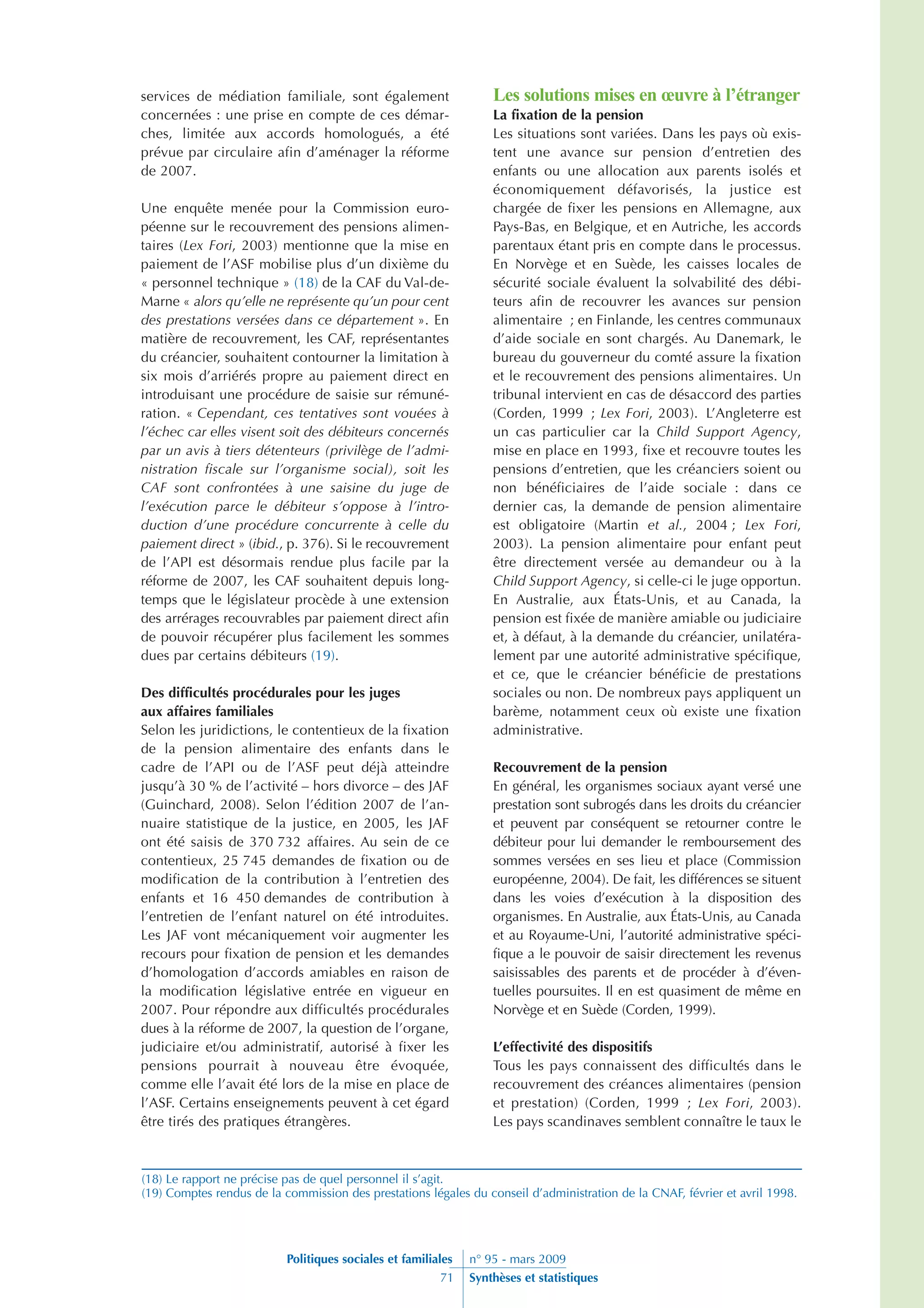 L’allocation de parent isolé et les obligations alimentaires : les conséquences de la réforme de 2007