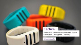 Kapture
Wristband Automatically Records Audio
Memories Throughout The Day
@kaptureaudio
LABS

The Future Of Wearable Tech

@psfk / @intel / #FutureofWearables

 