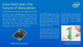 The Intel® Edison development board is a tiny,
*

Wi-Fi and Bluetooth*

The Mimo Baby onsie by

 