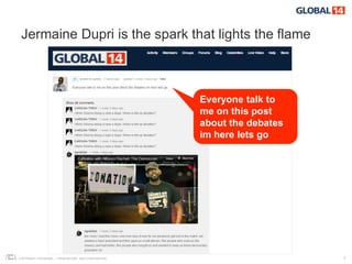 Jermaine Dupri is the spark that lights the flame



                                                     Everyone talk to
                                                     me on this post
                                                     about the debates
                                                     im here lets go




COPYRIGHT ICROSSING / PROPRIETARY AND CONFIDENTIAL                       7
 