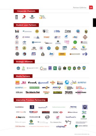Insights
                                   Partner Galleries              25
 Corporate Channels




Student Loan Partners




Strategic Alliances




Media Partners




Internship Provision Partnership




                                    www.sampoernafoundation.org
 