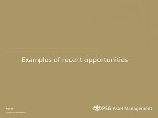 Page 19
Examples of recent opportunities
 