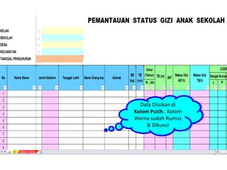 Data Diisikan di
Kolom Putih.. Kolom
Warna sudah Rumus
& Dikunci
 