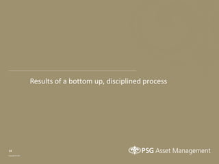 14
Copyright © PSG
Results of a bottom up, disciplined process
 