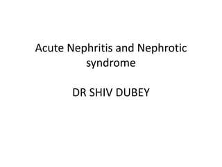 Acute Nephritis and Nephrotic
syndrome
DR SHIV DUBEY
 