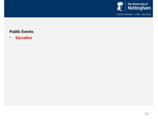 Public Events
• Socrative
24
 