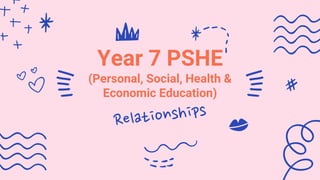 Year 7 PSHE
(Personal, Social, Health &
Economic Education)
 