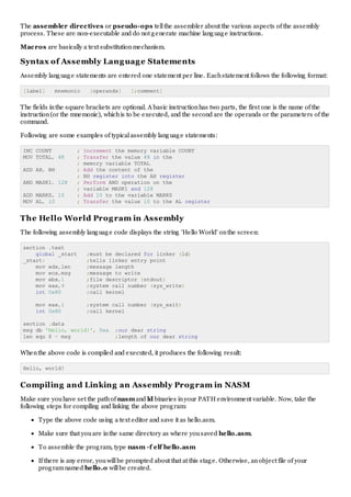 N_Asm Assembly basic syntax (sol) | PDF